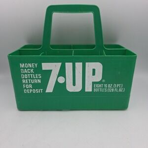 7-Up Plastic Money Back Returnable 8 Pack Soda Bottle Carton 16 Oz. Return